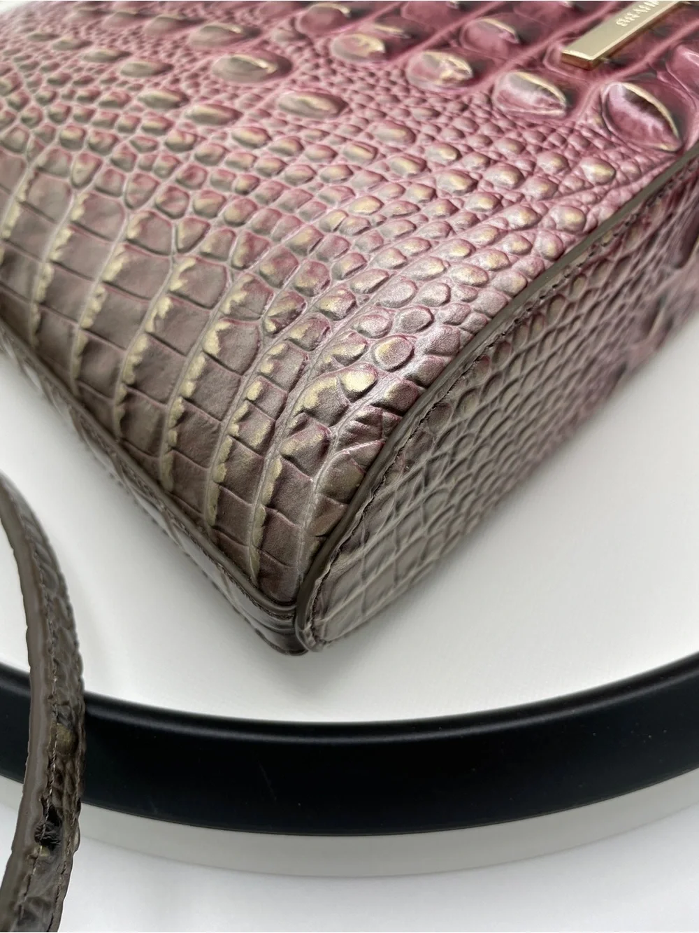 Brahmin Fig Jam Ombré Croc-Embossed Leather Crossbody with Matching Ady Wallet